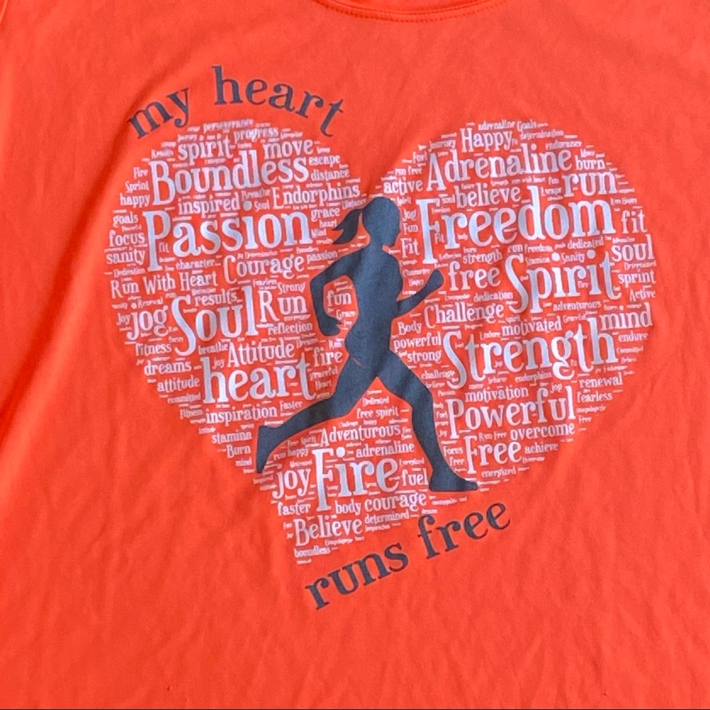 Ladies Orange My Heart Runs Free Running Tee - Picture 3 of 7